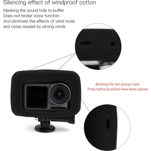 For DJI Osmo Action Sports Camera Windproof Noise Reduction Cotton Sponge Sound Absorbing Foam Cover Washable Cotton