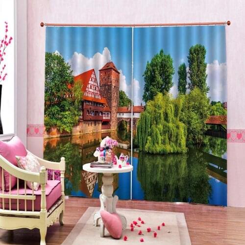 European Style Scenery And Architecture Curtain For Living room bedroom Blackout Window Drapes Decor Sets (Left and Right Side)