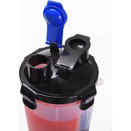 Custom logo gym two heads protein shaker bottles 700ml sport spring fitness blender whey protein water bottle with shaker ball