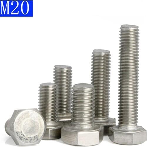M20 - 2.5 (20mm) 304 Stainless Steel Metric Full Thread Hexagon Head Bolts Screws A2 - 70 DIN 933