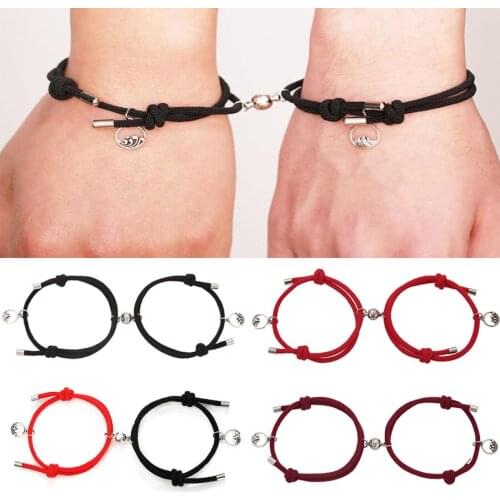 2pcs Couple Magnet Creative Handmade Bracelets Men and Women Charm Girl Bracelet Jewelry Lover Valentines Day Gift