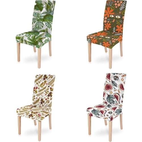 Summer Leaves Print Chair Cover Stretch Home Dining Elastic Universal Size Detachable Seat Covers For Kitchen Party Decor