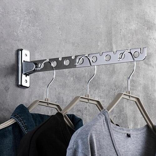Wall Mounted Hanger Stainless Steel Indoor Space Saving Clothes Hangers 6 /8 Hole Wall Hanger Clothes Drying Rack With Screw