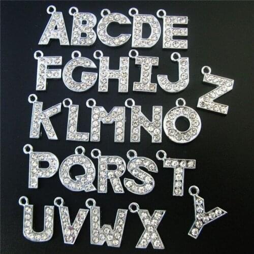 Wholesales 1300pcs hang pendant Letter zinc alloy rhinestone approximately 15mm*15mm fit keychain necklace free express shipping