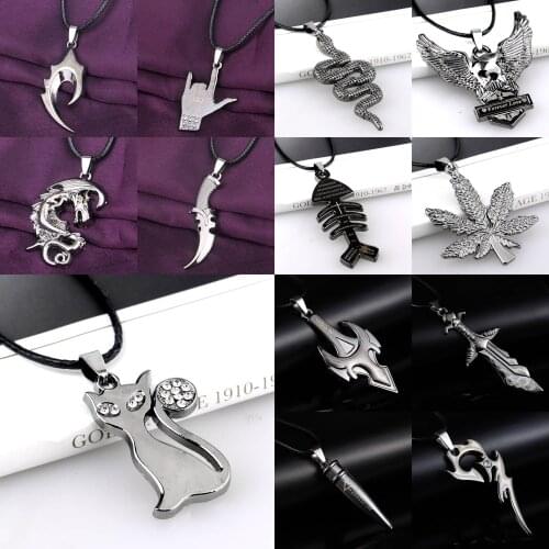 Necklaces Dragon Scorpion Snake Fish Knife Gun Bullet Charm Pendant Necklaces Men Brand Jewelry Father Boyfriend Husband Gifts