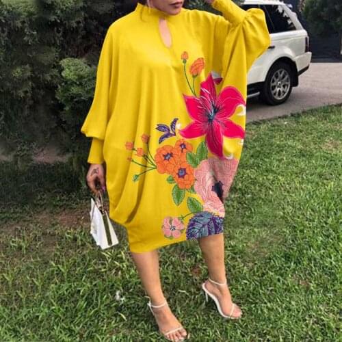 VONDA Autumn Dress 2021 Summer Spring Long Bat-Sleeve Solid Dresses Elegant Knee-Length Party Robe Ladies Bohemian Vestidos