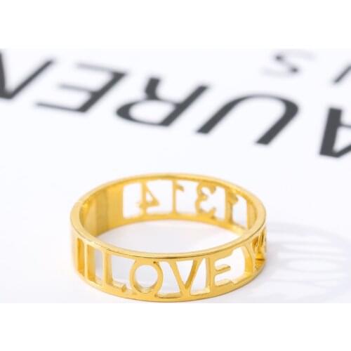 Personalized Name Rings Stainless Steel Gold Silver Custom Ring Jewelry Nameplate Rings For Women Girls Wedding Band Handmade