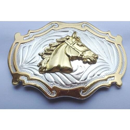 Horse belt buckle with gold and silver finish SW-BY54 suitable for 4cm wideth belt with continous stock