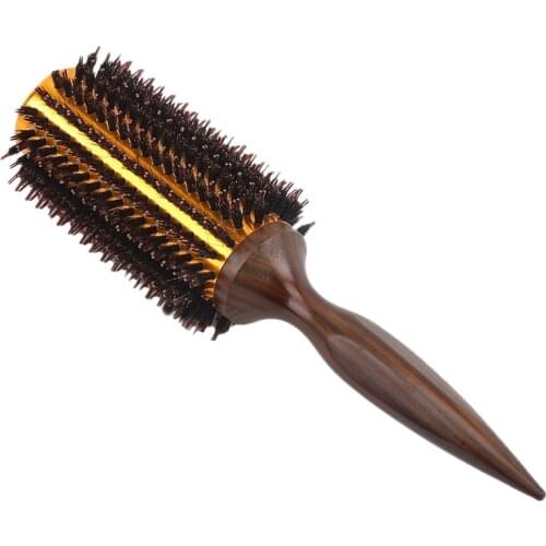 Straight Twill Hair Comb Natural Boar Bristle Rolling Brush Round Barrel Blowing Curling DIY Hairdressing Styling Tool