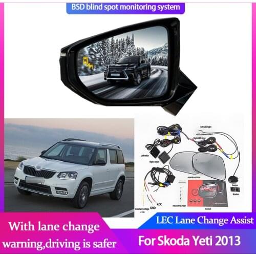 Radar Blind Spot Monitor Microwave Sensor Detection LED Light Mirror Glass BSD System For Skoda Yeti 2013