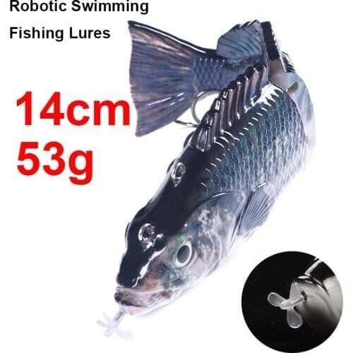 Robotic Swimming Fishing Lures Auto Electric Fishing Lure Wobblers For 4 Segement Swimbait USB Rechargeable Flashing LED light