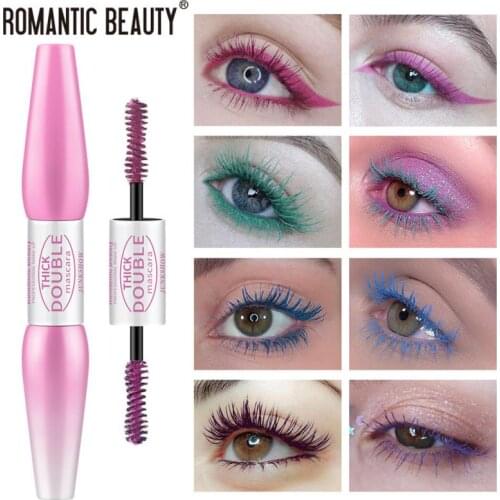 Romantic Beauty Double-head Color Mascara Liquid Eyelashes Waterproof Hot Selling Moisturizing Mascara Curling Eye Makeup TSLM2