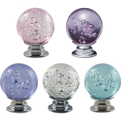 Round Crystal Ball Drawer Handle Cupboard Wardrobe Furniture Door Pull Knob