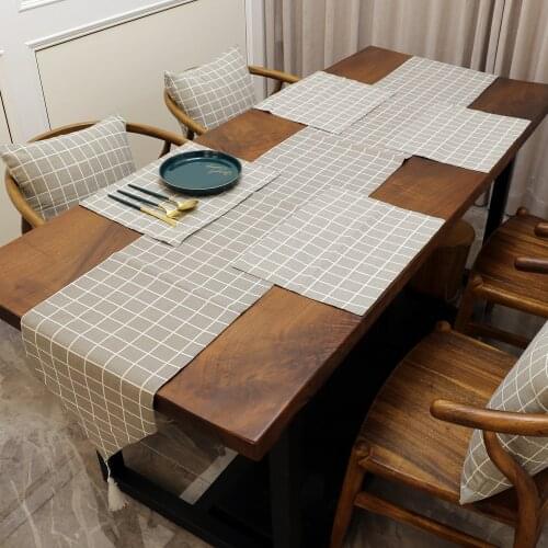 Gray Plaid Table Runners Simple modern table runner Cushion Cover Napkins For home table Outdoor Wedding Party Table runners