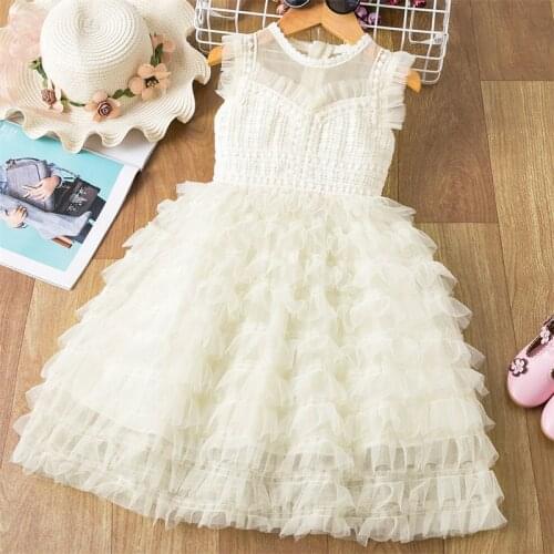 Girls Mesh Dress Solid Sleeveless Princess Ball Gown 3-8 Year Spring Dress Formal Party Dress Girl Clothes Girls Tutu Dresses