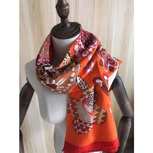 2021 new arrival autumn spring classic orange 140*140 cm colorful scarf 65% cashmere 35% silk scarf wrap for women lady girl