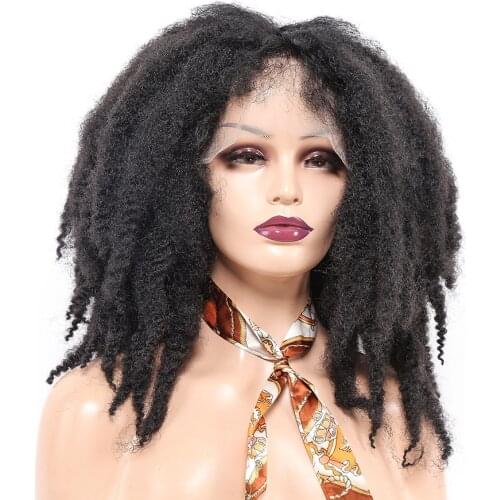 Short Afro Crochet Hair African Kinky Curly Lace Front Wigs Synthetic Heat Resistant Glueless Cosplay Wig for Black Women