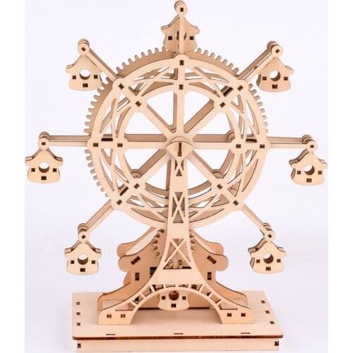 Student Wooden Production Jigsaw Puzzle Wooden Toys DIY Clockwork Music Happy Ferris Wheel