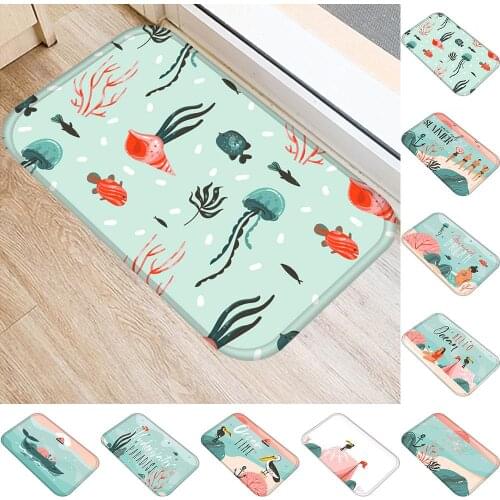 Fresh Starfish Mermaid Hallway Door Mat Entrance Rug Anti-slip Bathroom Carpet