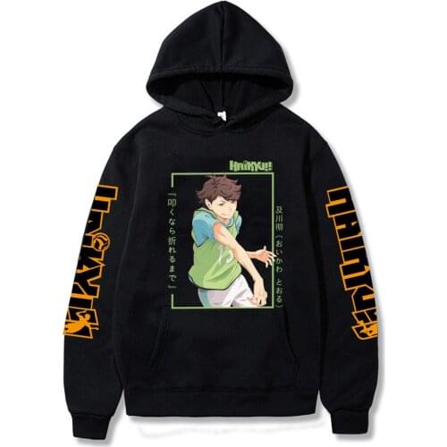 Funly Haikyuu Oikawa Tooru Hoodies Warm Pullover Casual Letter Printing Anime Hooded Streetswear Sweatshirt Unisex