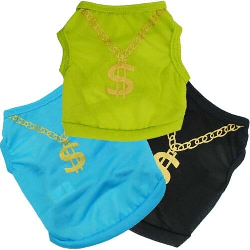 Pet Supplies Summer New Fashion Print Good Luck Rich T-shirt Comfortable Breathable Vest Shirt Short Sleeve Puppy Dog Clothes