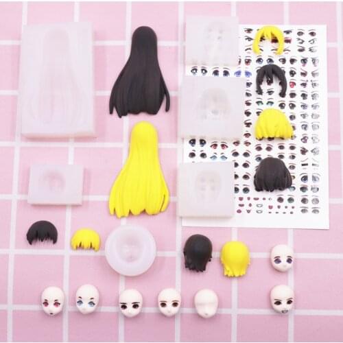 Ultra-light clay doll face small face face full face mold short hair mold clay silicone face bangs mold clay tool pottery tools