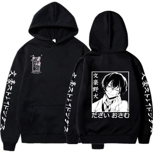Japan Anime Bungo Stray Dogs Harajuku Osamu Dazai Manga Hoodies Kawaii Smiling Boy Cartoon Women Winter Long Sleeve Sweatshirts