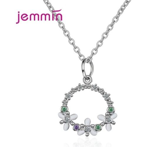 Bijoux Femme Collier 925 Sterling Silver Flower Statement Pendant Necklaces Women Choker Boho Party Jewelry Graduation Gift