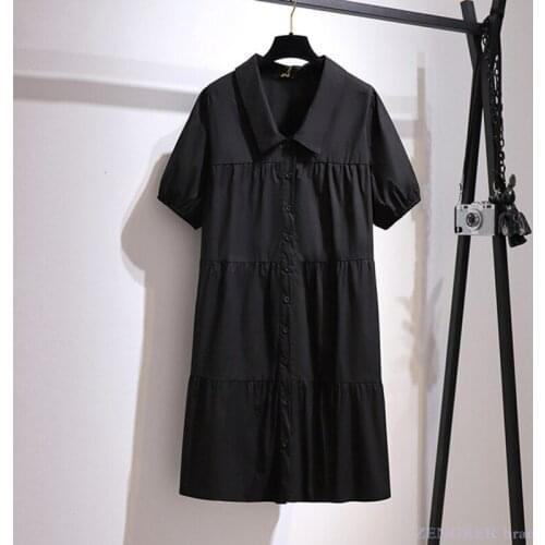 Womens fat sister mid-length skirt loose and thin short-sleeved dress summer new style plus fat plus size womens 6xl130kg