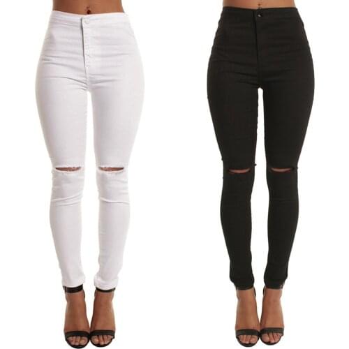 Y2k Woman Jeans High Waist Casual Harajuku Slim Solid Hole Long Jeans Zippers Sexy Skinny Pants Daily Trousers брюки женские