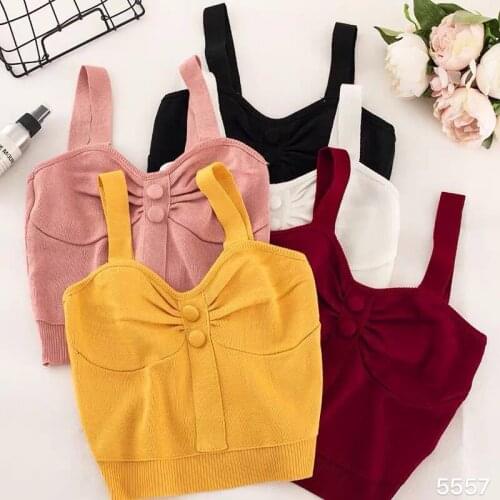 Women BlueTops Summer Button Up Strappy Top Vacation Sexy Crop Tops INS Hot Tops Knitted Crop Tops For Women Summer