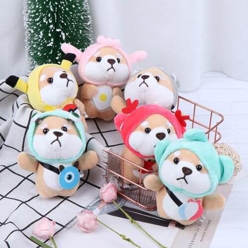 1Pc 12cm Stuffed Soft Animal Corgi Chai Keychain Toy 6 Styles Color Random Shiba Inu Dog Plush Toy Key Chain