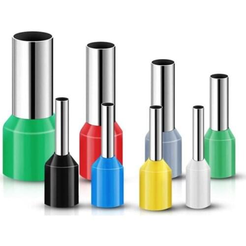 1000pcs/Pack E0508 E7508 E1008 E1508 E2508 Insulated Ferrules Terminal Block Cord End Wire Connector Electrical Crimp Terminator