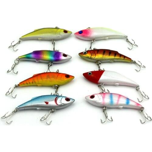 16pcs 6# Hook 8cm 11.8g Game VIB Plastic Crank Fihsing Lures Winter Sinking Tackle Artificial VIB Bait Lead Jig Fishing Wobbler