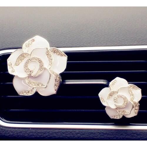 2 PCS Air Freshener Car Styling White Black Rose Style Air Vent Clip Outlet Decoration for Car Air Condition Vent