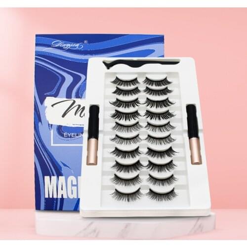 3D Mink Magnetic Eyelashes Waterproof Lasting Magnet Eyeliner Tweezers Handmade Repeated Use Makeup Extension False Lashes Set