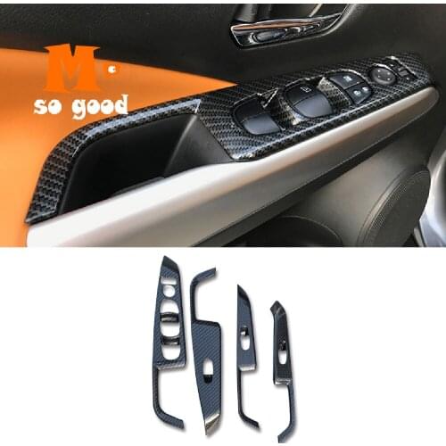2016 2017 2018 For Nissan Kicks Door And Window Glass Lifting Switch Cover Trim ABS Carbon Fibre Auto Interior Accessories 4 pcs