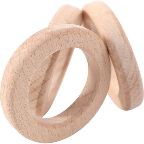 5PCS Baby Beech Wood Ring Teether Diamond Edge Wood Ring Teething Molar DIY Bracelet Baby Biting Toy Childrens Products