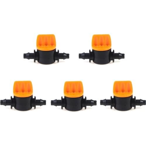 5PCS Mini Valve with 4/7mm Hose Garden Irrigation Barbed Water flow control valve Agriculture tools Drip Irrigation Fittings