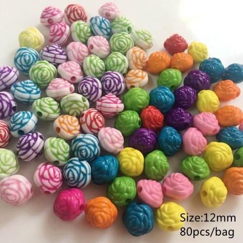 Acrylic Carved Rose Flower Beads washing bright color fashionable beads for jewelry accessory making Necklace bracelet Meideheng