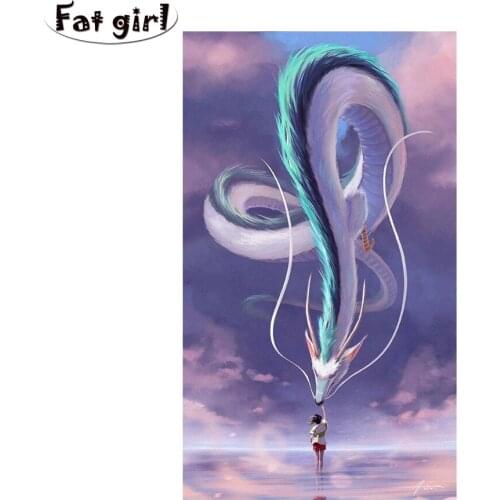 Diamond Painting Japanese anime Cross Stitch cartoon girl Full Square round Embroidery Home Decoration dragon 5D Diy Mosaic Kits