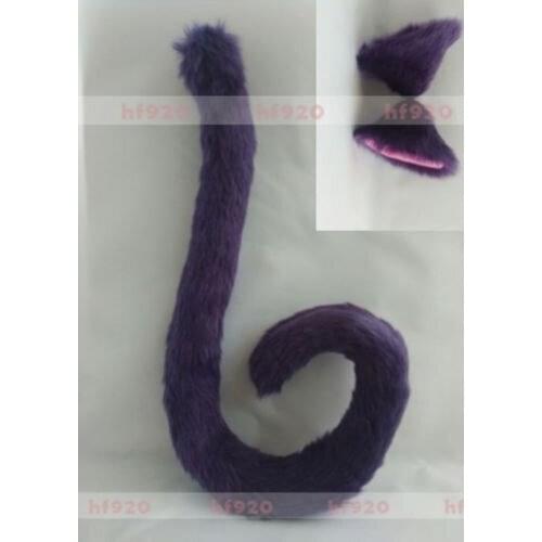 Anime Cosplay Costume Party Long fur Neko Kitty cat ears cat plush tail Purple 50CM