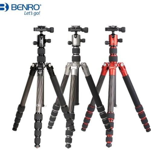 Benro MC19 Tripod Professional Carbon Fiber Flexible Camera Stand Monopod For Nikon Canon DSLR With B0 BallHead 5 Section