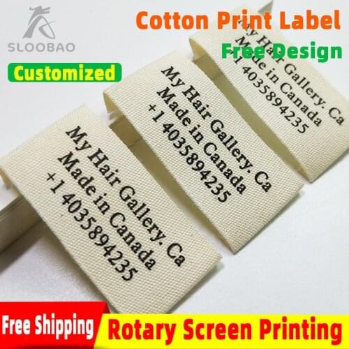 Free shipping customized clothing cotton Silk screen printed labels/collar labels/garment tags printing/woven labels brand