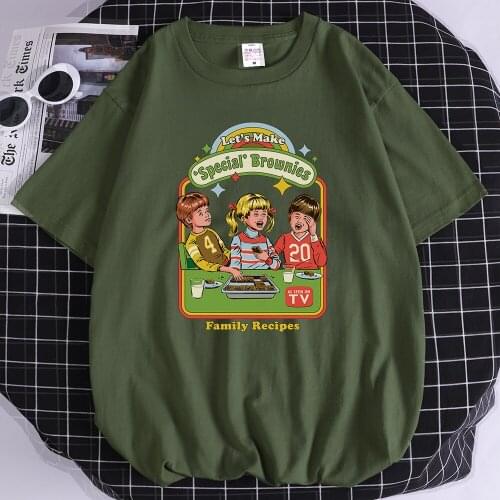 Let’s Make Brownies print T-shirt for men harajuku Comfortable t shirts retro soft Brand clothes Creative big size man T-shirts