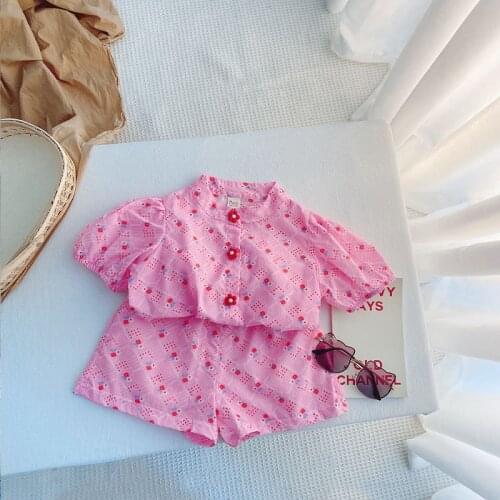 Children Clothing Set For Girls Floral Boys Suit 2021 Summer New Two Piece Set Childrens Short Sleeve Shorts Pink Outdoor Wear