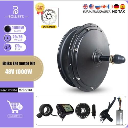 Electric Snow Bike Conversion Kit 48V 1000W Rear Rotate Hub Motor Snow Bike Rear Fork170mm For Electric Fat Bike Kit 20 26 inch