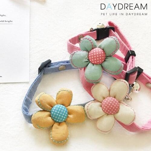 Cat Pet Cat Collar Pet Accessories Cat Bell Collar Adjustable Denim Collar Flower Pet Accessories