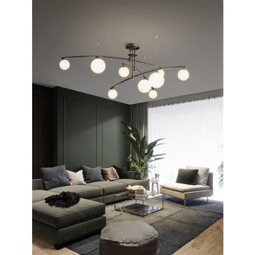 Black Or Gold LED Chandelier Lighting For Dining Living Room Bedroom Home Deco Hanging Lamp Glass Ball Modern Creative Fixtures