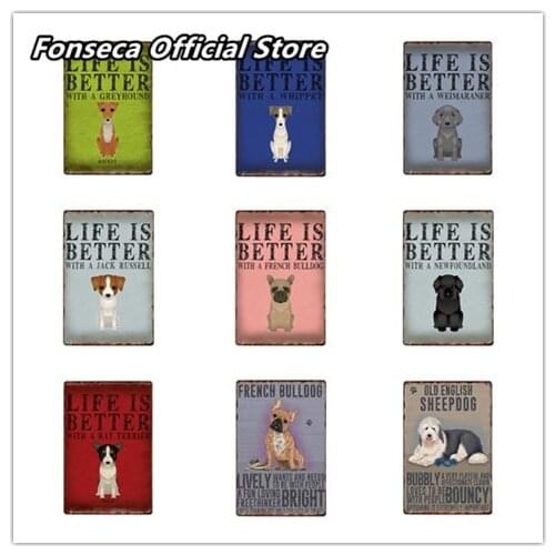 Pet Dog Metal Tin Sign Vintage Cute Plaque Puppy Poster Wall Art Painting Pet Store Pet Cafe Home Decor